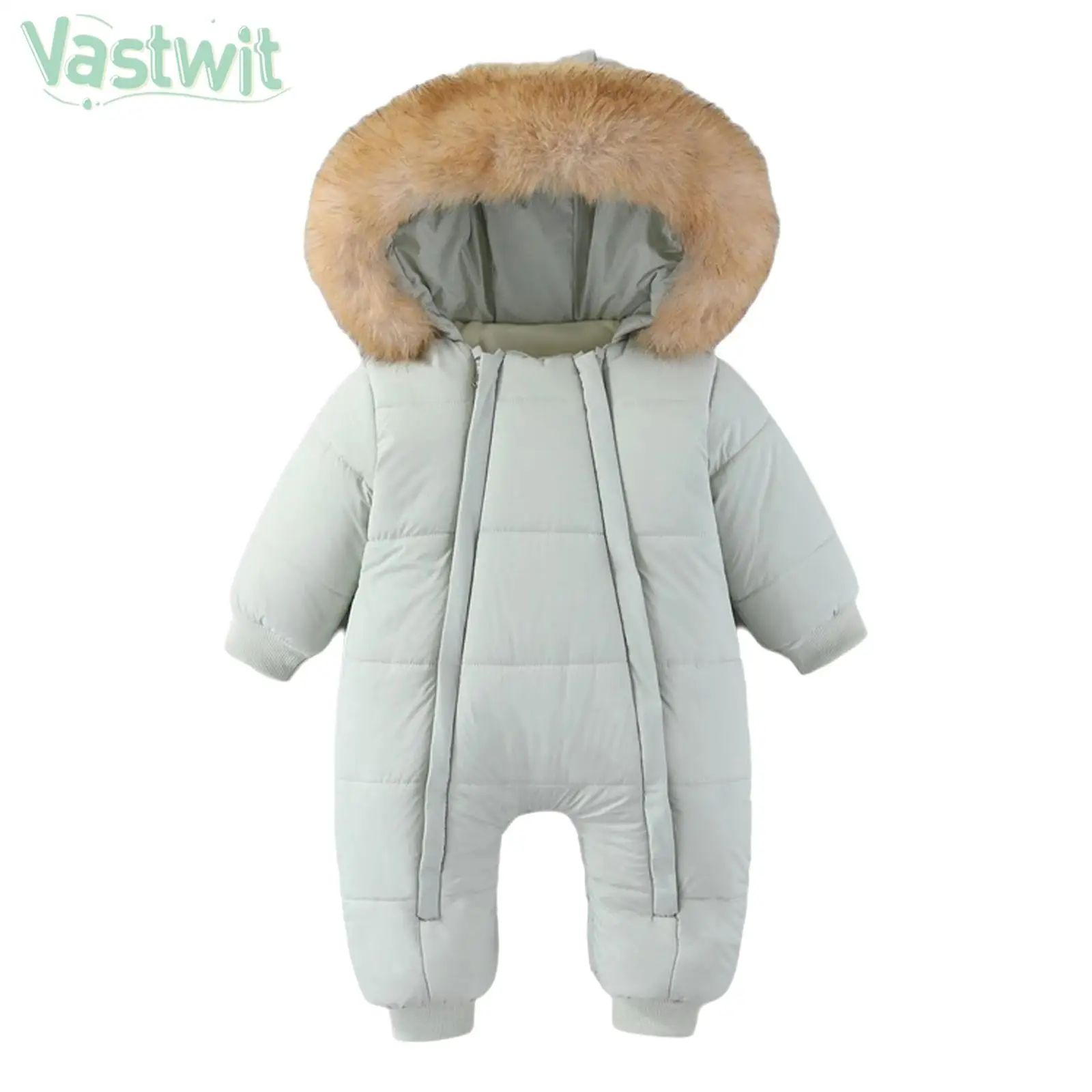 

Baby Winter Snowsuit Warm Fleece-Lined Hooded Romper Padded Jacket Long Sleeve Zipper Thickened Thermal Hoodies Jumpsuit Coat