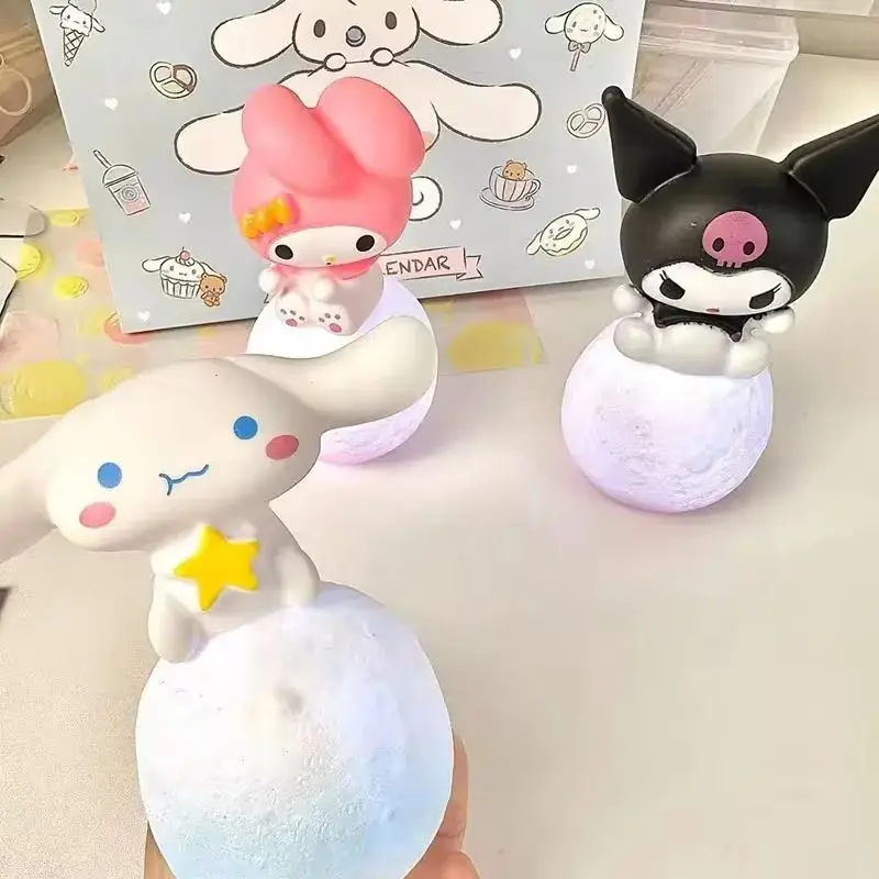 New Sanrio Cute Kuromi Cinnamoroll Melody Night Light Figures Glowing Toy Bedside Lamp Anime Kawaii Cute Present Model Gifts