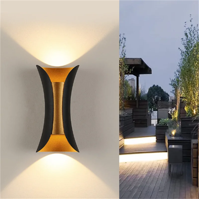وحدة إضاءة LED جداريّة مصباح 12 واط الألومنيوم IP65 مقاوم للماء أضواء الجدار في الهواء الطلق حديقة الشرفة الحديثة داخلي الشمال الشمعدان مصباح إضاءة ديكورية