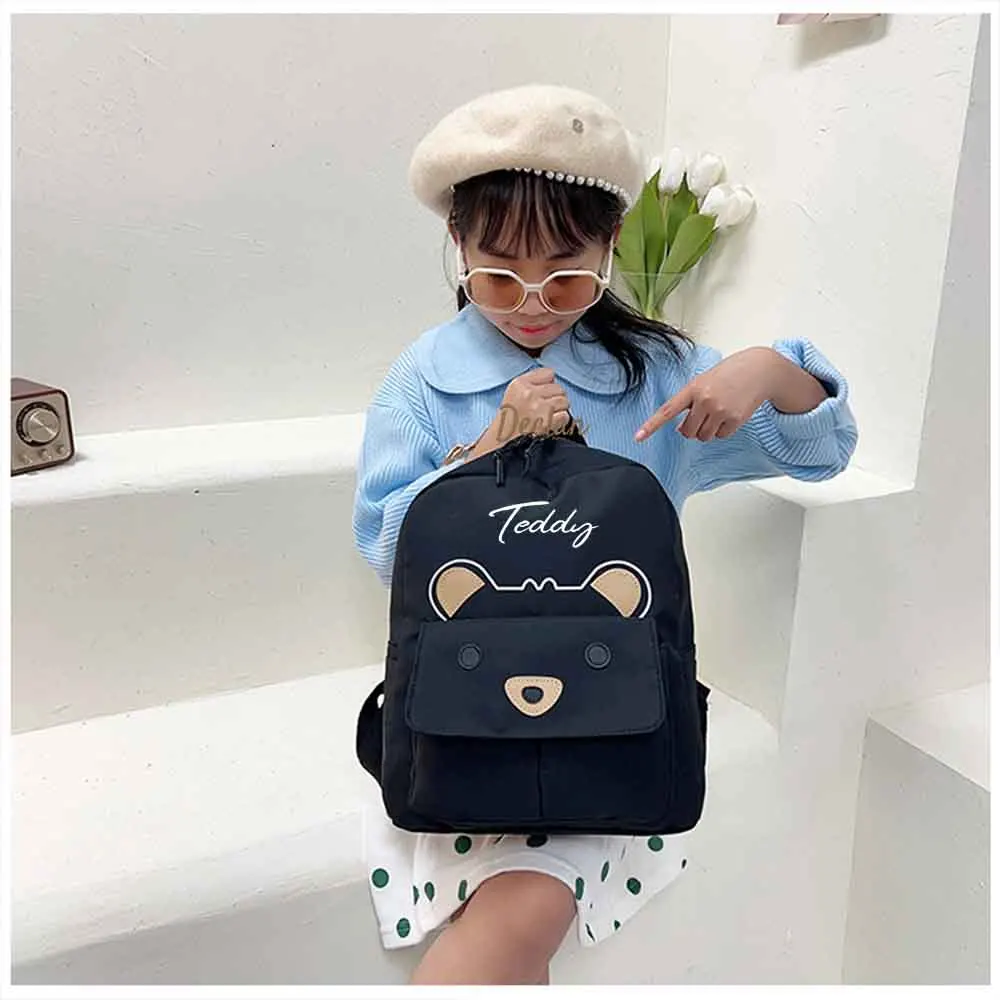 Custom Cartoon Children's Backpack Embroidered Leisure Bag with Name Unique Travel Snacks Campus Bag for Kids