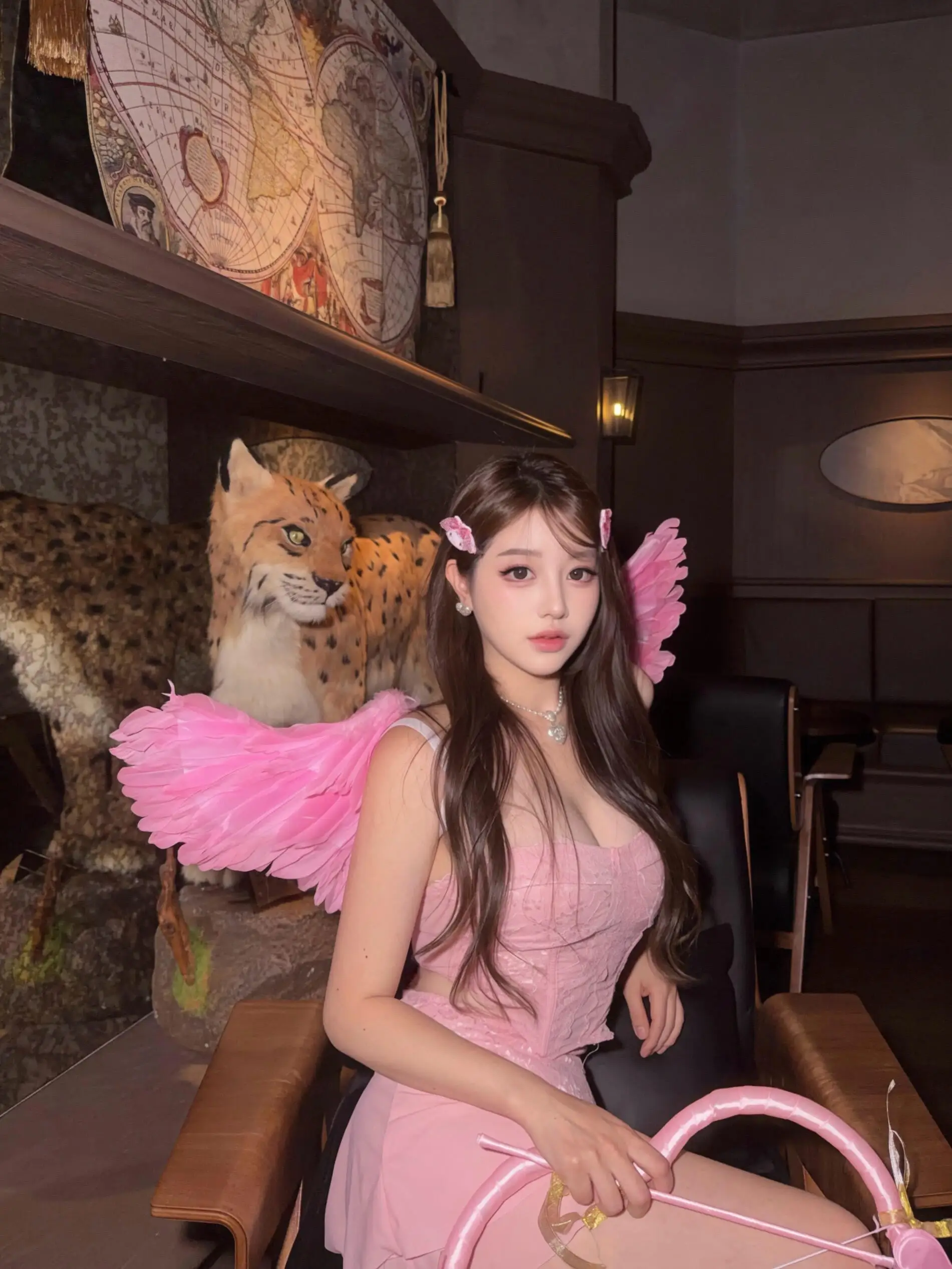 Rosa Engel Amor Cosplay Set Sexy Spitze Träger Weste Rock für Frauen Halloween Par Leistung Traditionelle Ethnische Cos...