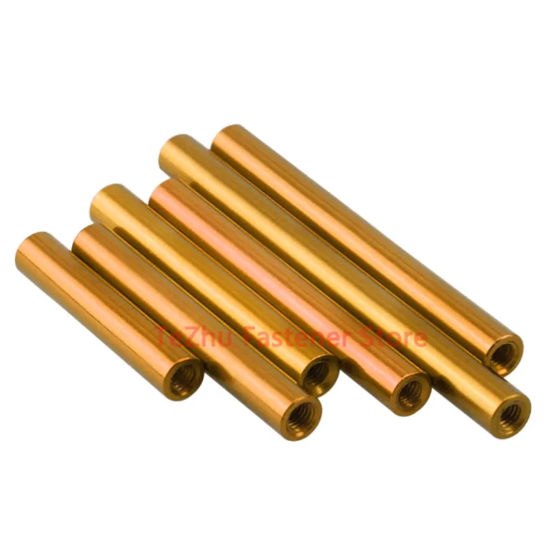 1/5pcs M2 M3 Round Aluminum Standoff Column Rod Spacer Long Nut Spacing Screw Anodized Golden Length 6-60mm Female Thread