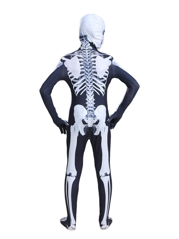 Halloween Skeleton Jumpsuit Cosplay Costume Skull Zobie Clothes Outfits Stage Performance for Carnival Party Men Women Supply