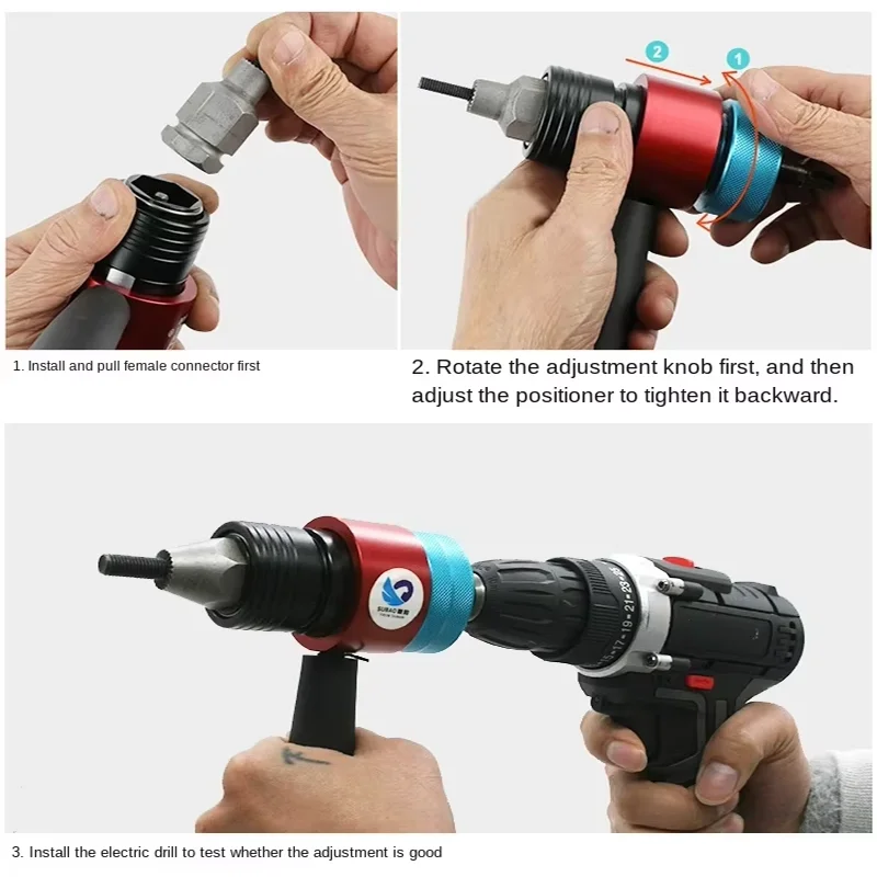 SUBAO Lt8 ประเภทคลัทช์หยุดอัตโนมัติดึงปืนไฟฟ้าดึงrivet nutหัวrivet gun ram gun nutเครื่องrivet