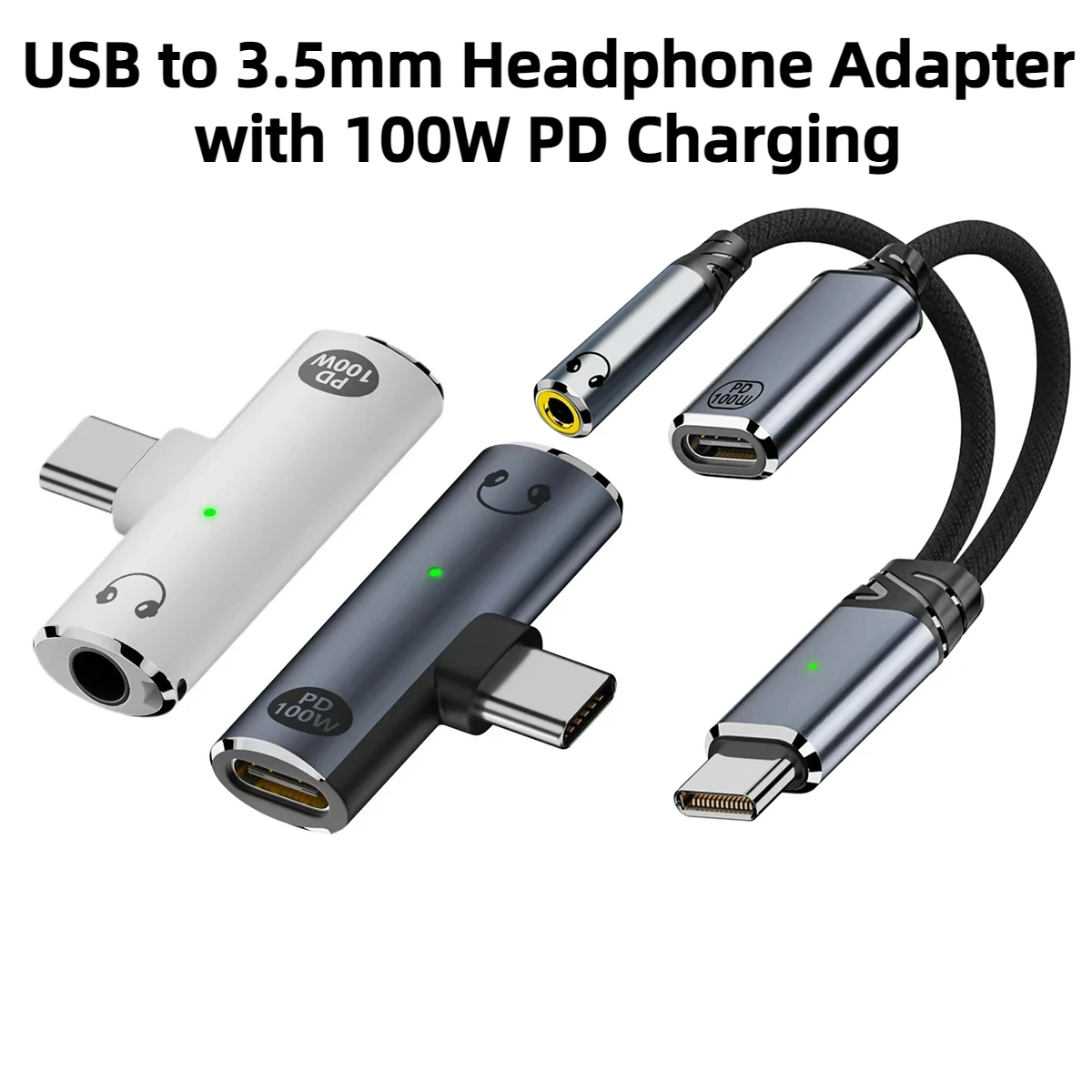 

USB C to Headphone and Charger 2-in-1 Type-C to 3.5mm Audio Jack Adapter with 100W PD Fast Charging for Laptop Mobile Phones