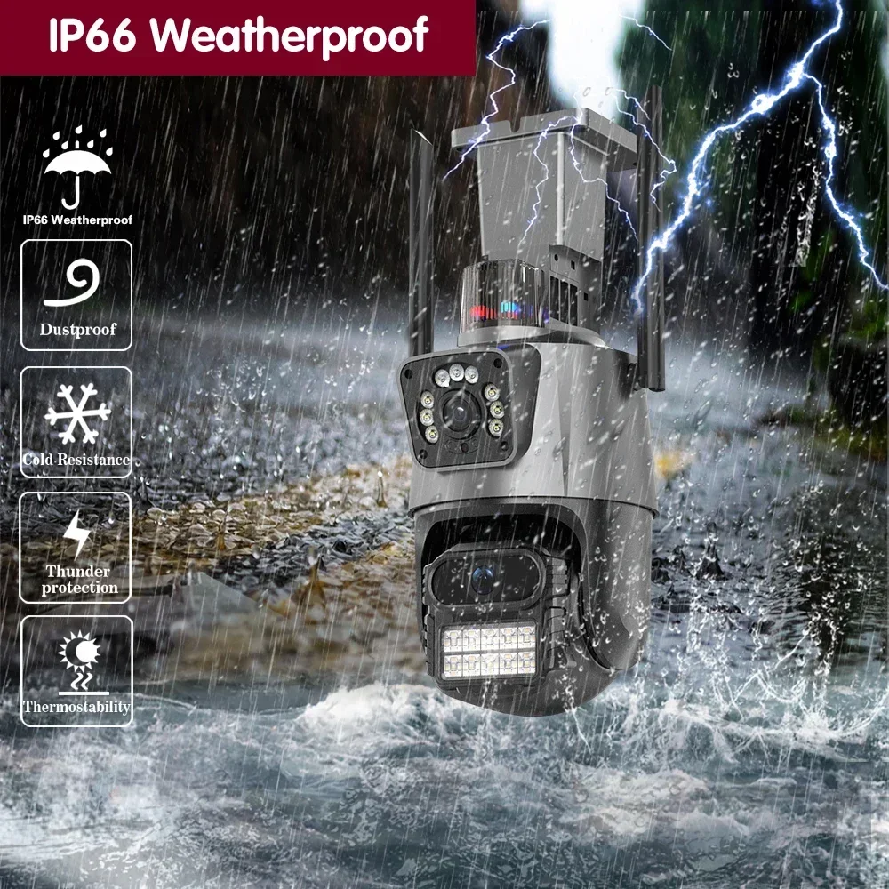 8MP 4K WiFi IP Security Camera Outdoor Dual Lens Dual Screen Auto Tracking PTZ Wireless CCTV Video Surveillance Camera 4MP ICsee