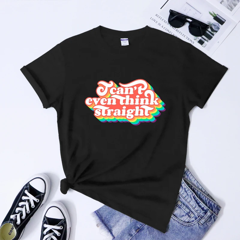 I Can't Even Think Straight T Shirt Retro Gay Pride Graphic Tops Tees Trendy LGBTQ Human Rights Equality Tshirts Camiseta