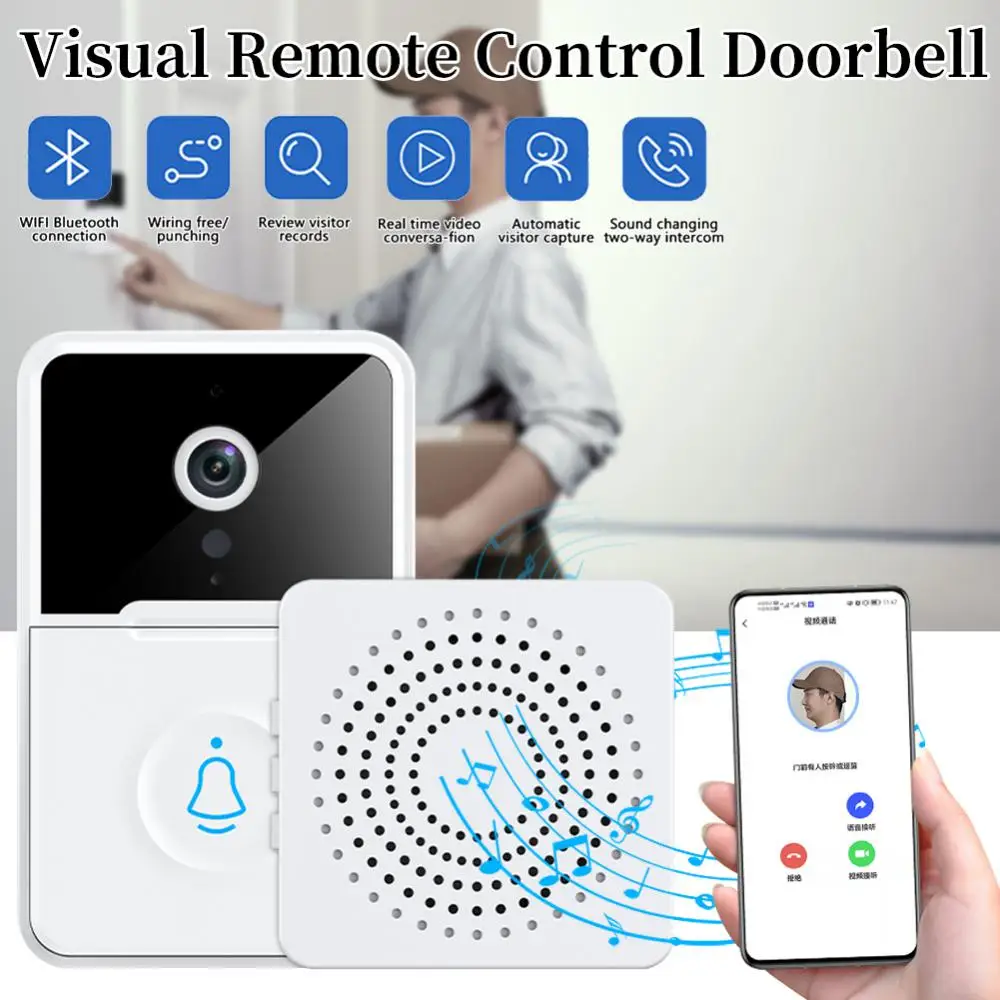 Xiaomi Wireless Doorbell Wifi Outdoor Hd Camera Security By Bell Night Vision Video Intercom Voice Change For Home Monitor