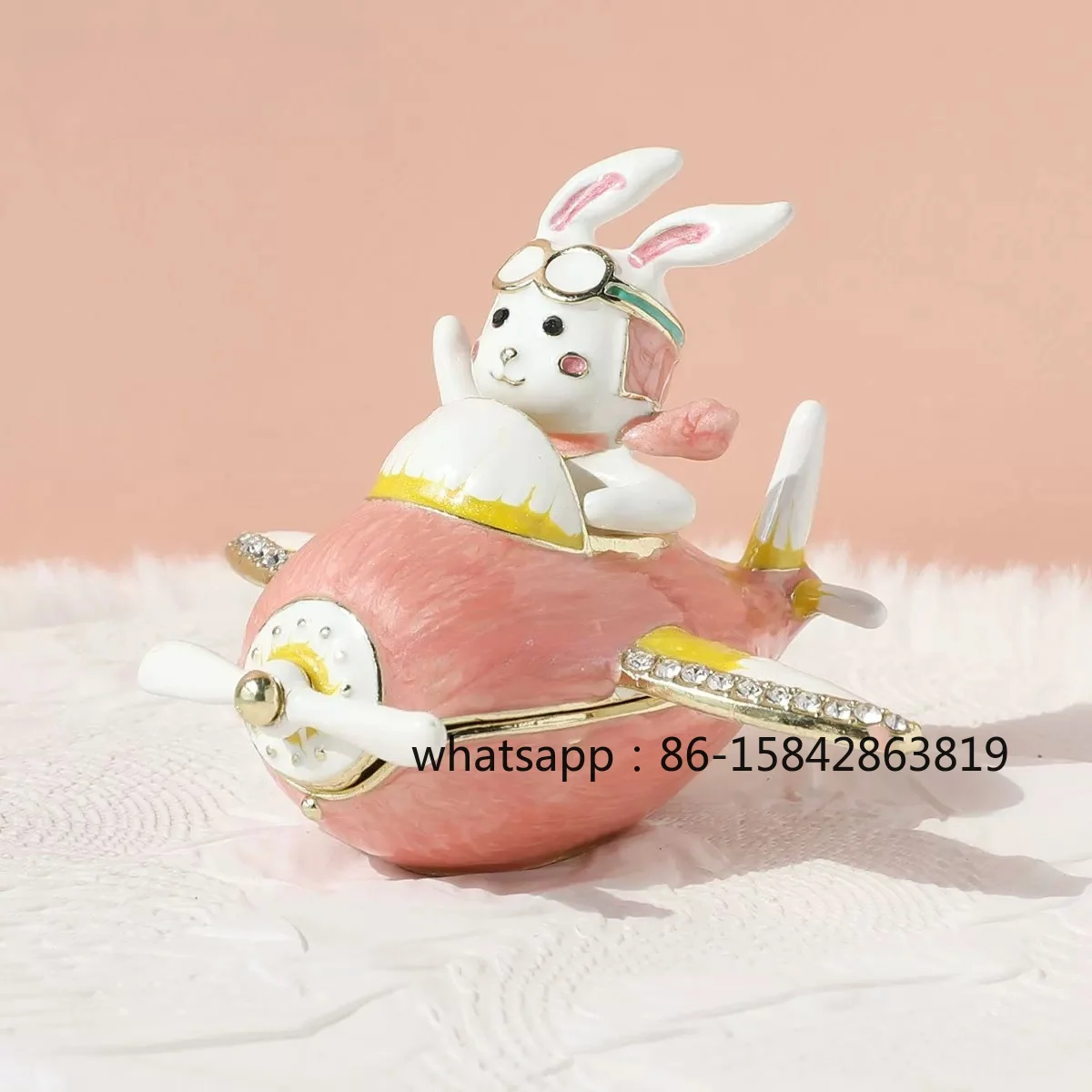 Pink Rabbit Flight Jewelry Box, Cute Small Gift, Jewelry Box Ornament.