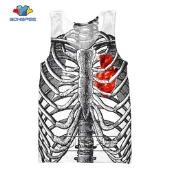 SONSPEE Latest Skeleton Internal Organ Structure 3D Printing Sleeveless Vest Men Women Oversize  Grunge Aesthetic Goth Tank Tops