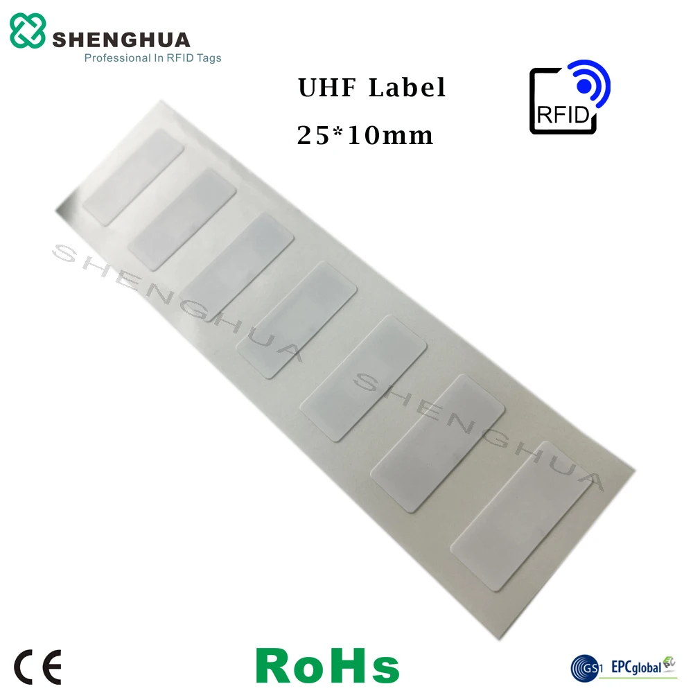 50 قطعة/الوحدة مكافحة سرقة MINI RFID UHF LABEL فريد ID السلبي الذكية علامة ISO 18000 6C EPC1 G2 25*10 مللي متر الأبيض
