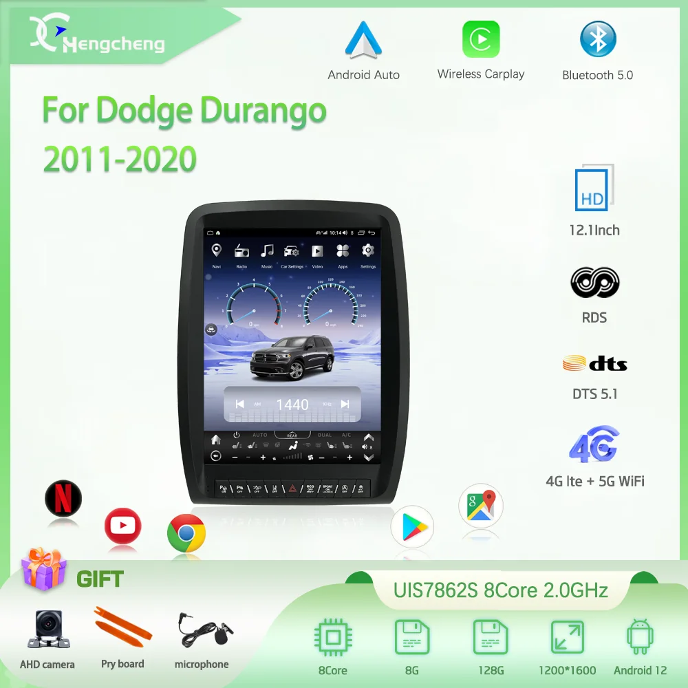 12.1Inch Android12 8Core For Dodge Durango 2011-2020 Car Multimedia Video Player GPS Navigation Radio AUTO Stereo Carplay 4G 360