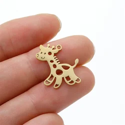 5Pcs/Lot Gold Plated Stainless Steel Giraffe Charms For Women Friend Girls Birthday Diy Jewelry Making Accessories Charm Pendant