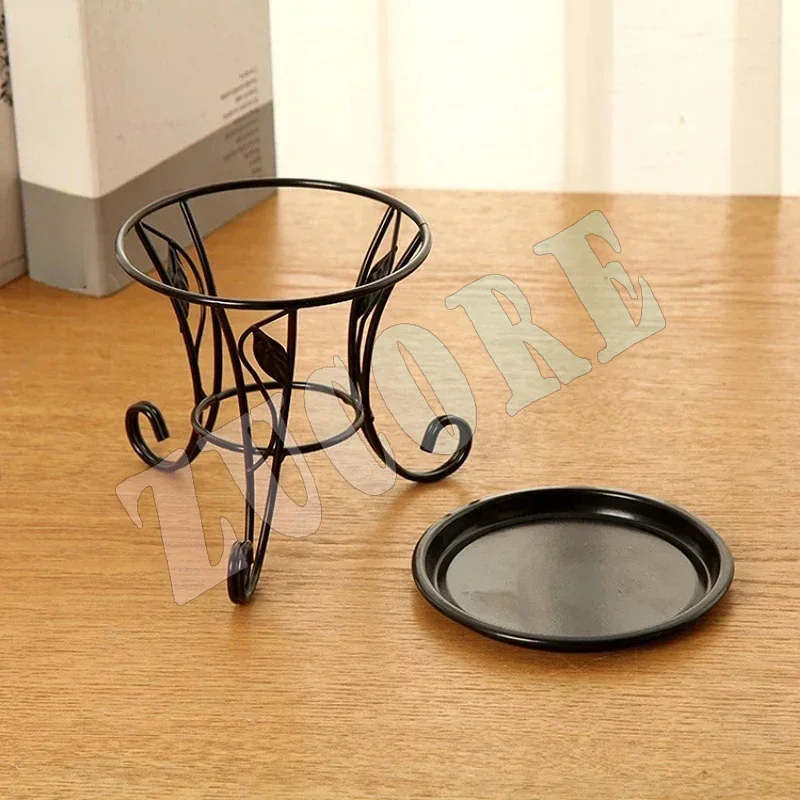 Schwarzer Pflanzenständer aus Metall für den Innenbereich, 13,5 cm hoch, Vintage-Eck-Pflanzenständerhalter und Pflanzenständer für den Garten im Freien