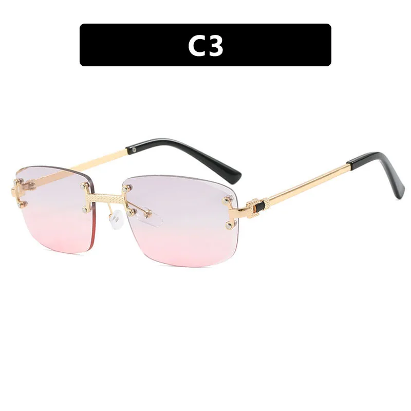 LeonLion Rimless Vintage Sunglasses Women High Quality Square Eyewear Women 2024 Simple Retro Alloy Glasses Women Gafas De Sol