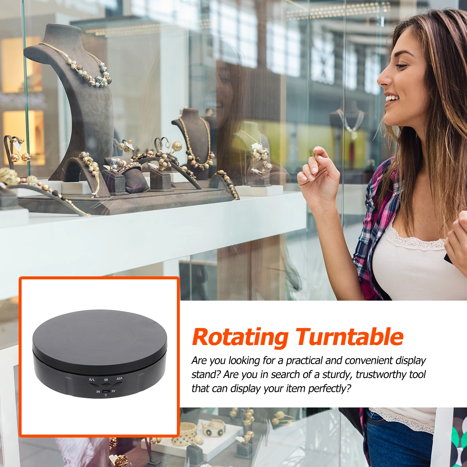 

Rotating Display Stand Turntable Jewelry Earrings Serving Abs Platform Rotation Electric Base