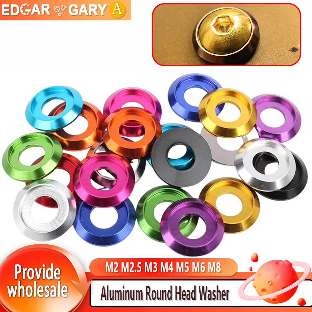 Aluminum Round Head Washer M2 M2.5 M3 M4 M5 M6 M8 Colourful Aluminum Cup Head Washer for ISO7380 Button Head Screw Bolts
