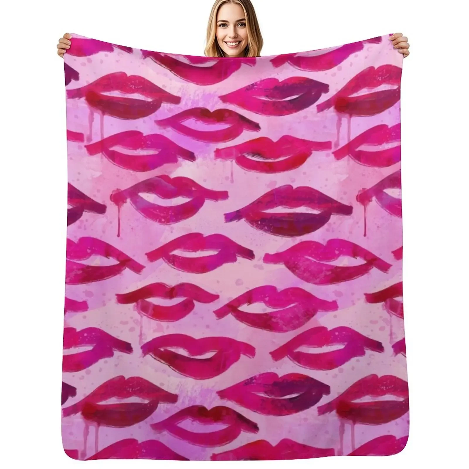 

Luscious Lips Throw Blanket Decorative Sofa cosplay anime Blankets For Baby Blanket