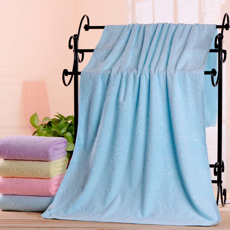 Grande Serviette de Douche à Imprimé Ours, 70x140cm, Serviette de Plage à vaccage Rapide, Serviette de Bain Absorbante, Peignoir en Microcarence