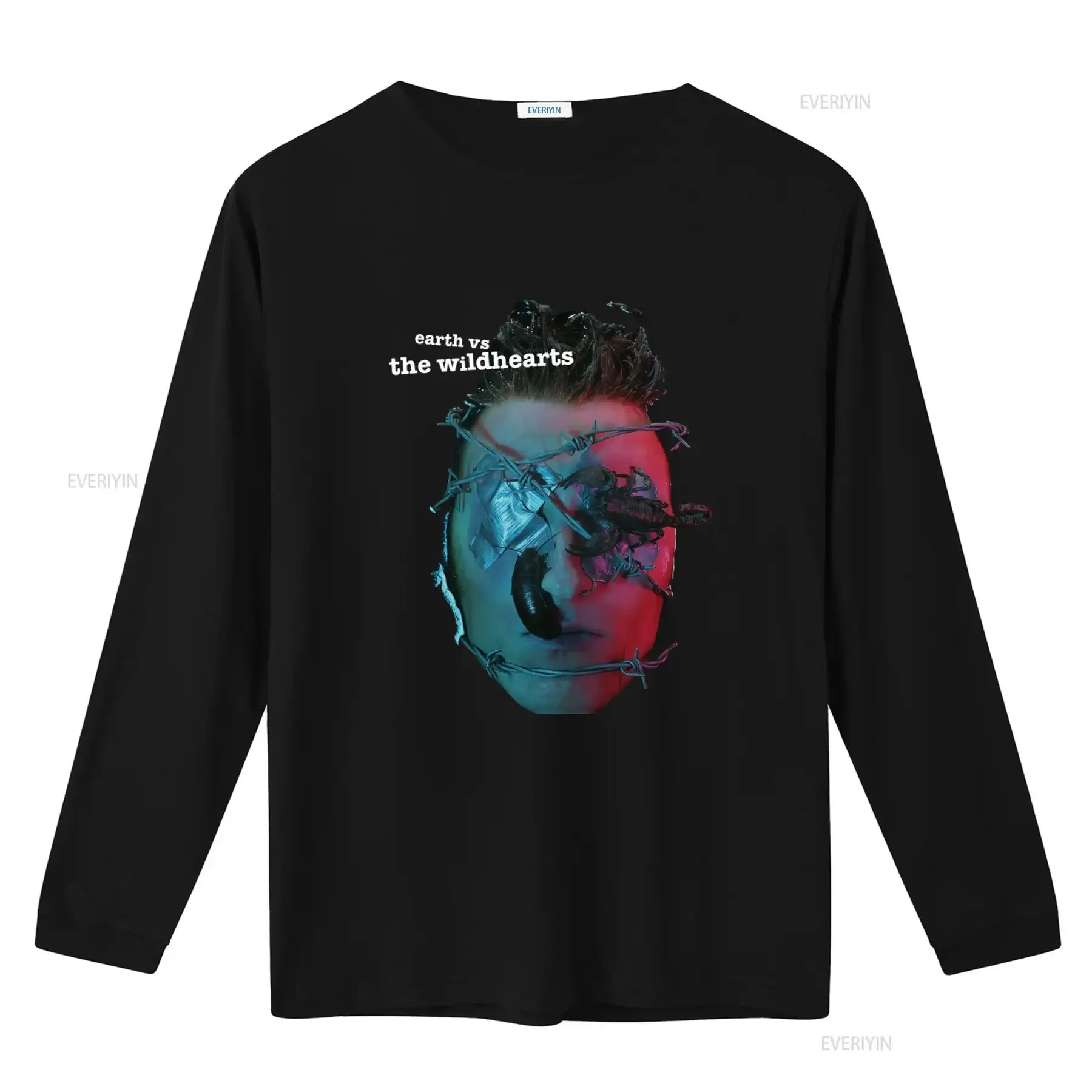 The Wildhearts 'Earth Vs Wildhearts' T Shirt Unique Design with Barbed Wire and Scorpion Print vintage Washed homme Breathable