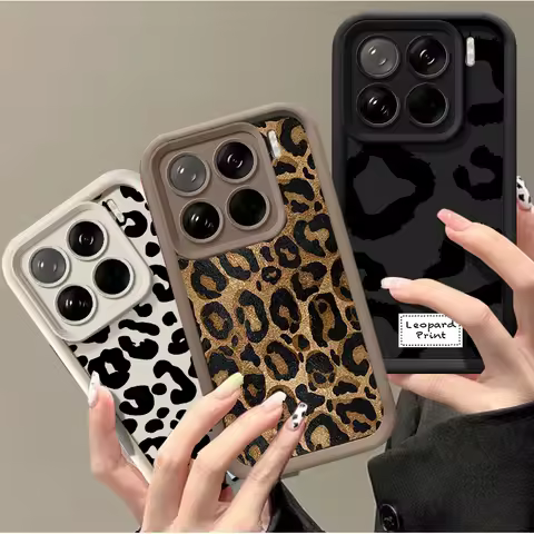 Retro Brown Black Leopard Print Phone Case For Xiaomi 15T Pro 14T POCO X7 X3 X5 X6 F5 F3 X5 F7 M7 M3 M6 Pro F8 15 Ultra 5G Cover
