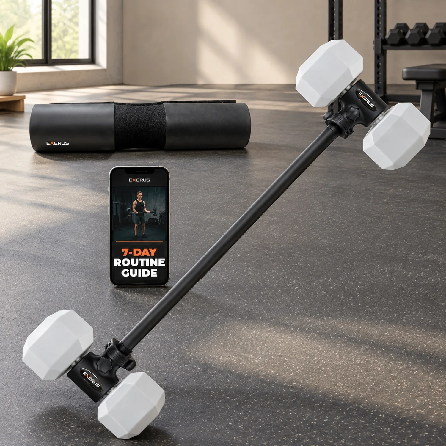 Dumbbell Barbell Converter Bar, Hyperbell with Foam Pad & Workout Guide