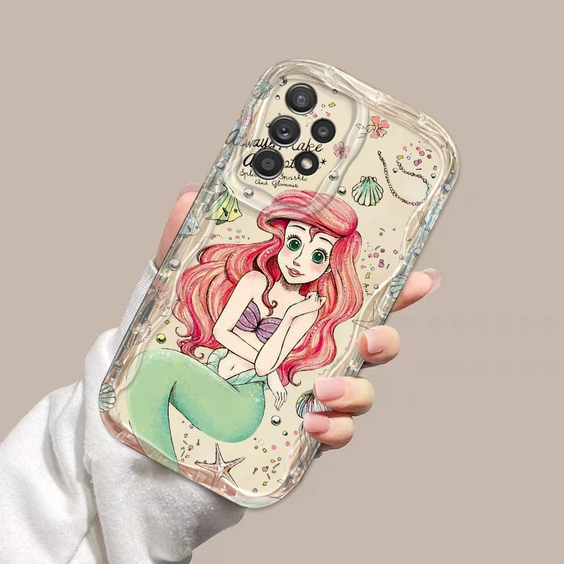 Cartoon Princess Ariel Wave Oil Cover trasparente per Samsung Galaxy A55 A73 A72 A71 A54 A52 A51 A50 A35 A34 A33 A31 custodia per telefono