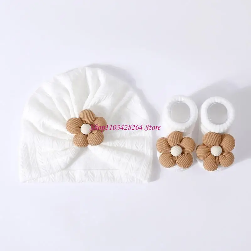 طقم قبعة وجوارب للأطفال من نسيج ناعم، قبعة وجوارب ملونة للرضع من عمر 0 إلى 12 شهرًا #1