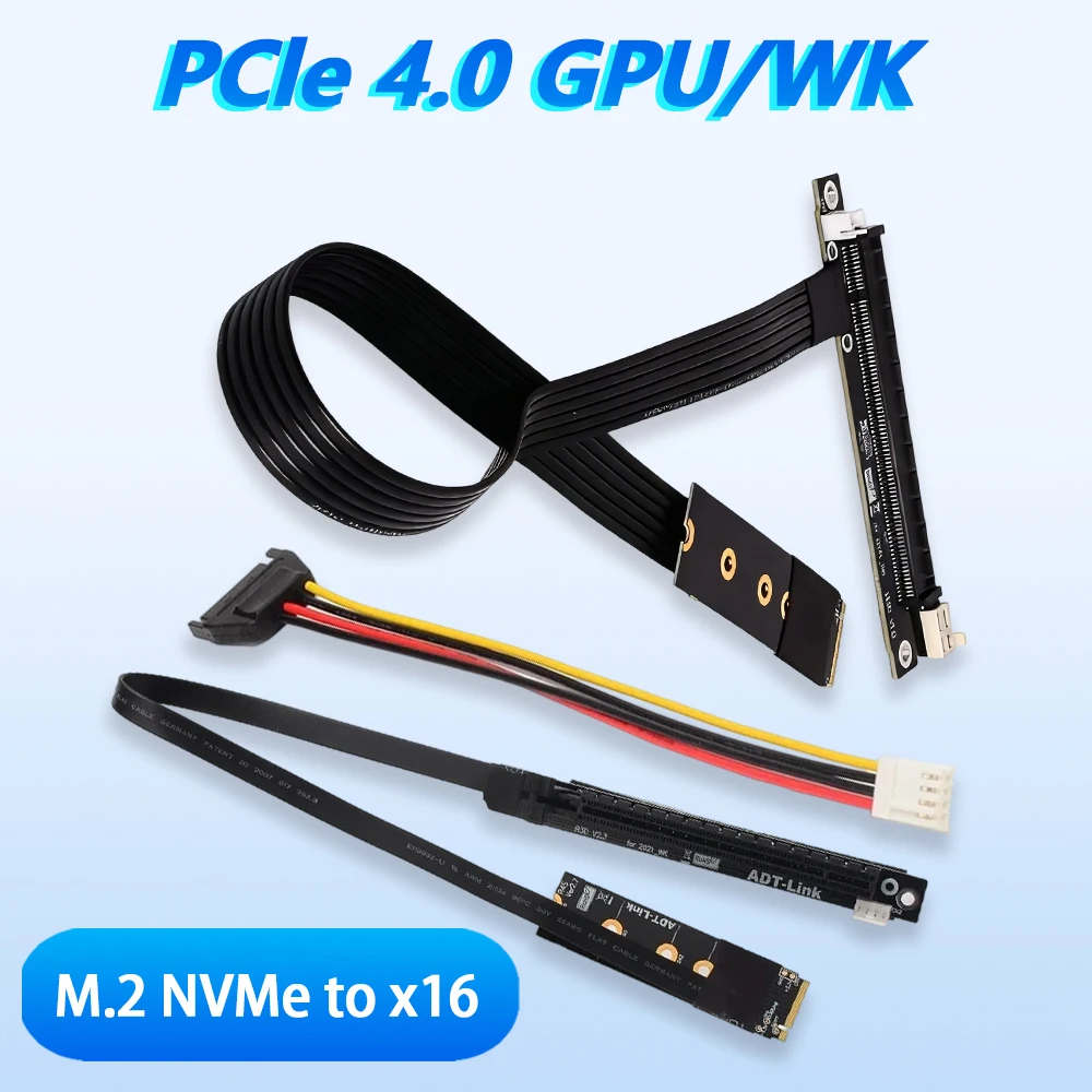 

Адаптер PCIe 4.0 x16 к GPU/WK M.2 NVMe Gen 4/3 Riser Jumper BTC Кабель для майнинга GPU GTX RTX NVIDIA Графическая видеокарта AMD RTX3090