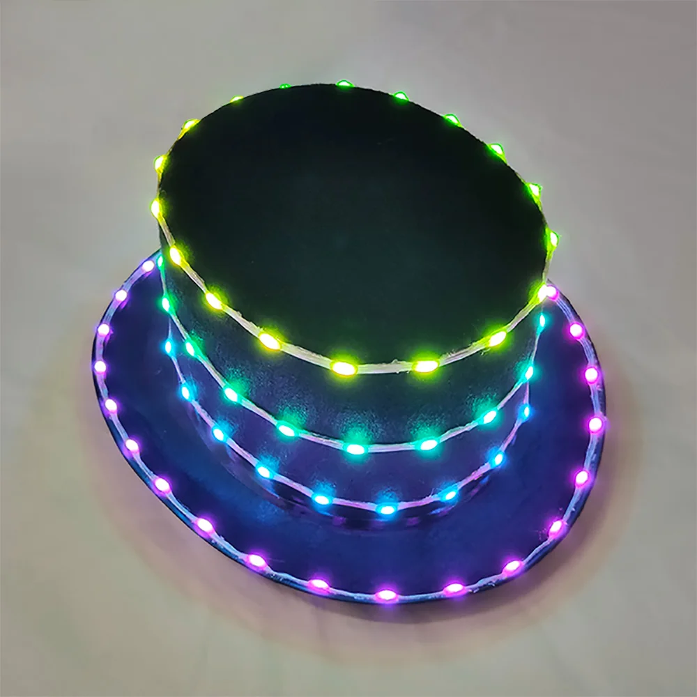 Full color Cold LED hat with charging party glow-in-the-dark hat Neon LED costume DJ Bar performance Halloween party supplies