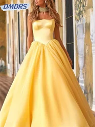 Charming Sleeveless A-Line Prom Dress 2024 Classic Satin Evening Dresses Elegant Sleeveless Floor Length Gowns Vestidos De Novia