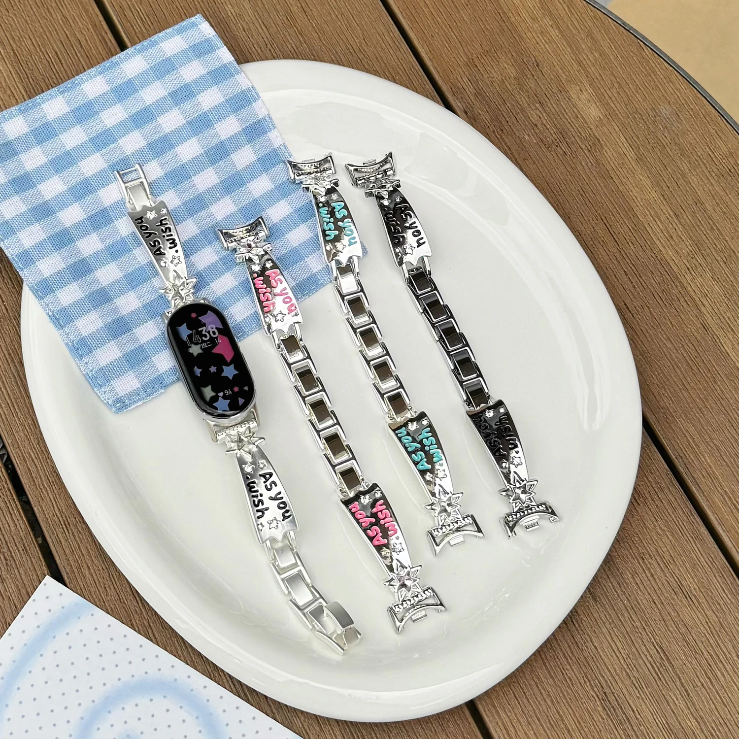 Sparkling Wishing Star Strap for Xiaomi Band 8/9/10 Pro Girls' Strap for Redmi Watch 4 5 6 Universal 18/20/22mm