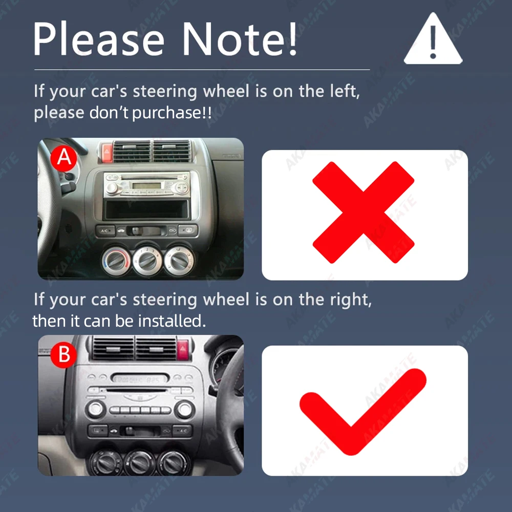 9inch Car Radio for Honda Fit 2001-2007 Wireless CarPlay Android Auto GPS Navi Bluetooth EQ Stereo for Right Steering Wheel
