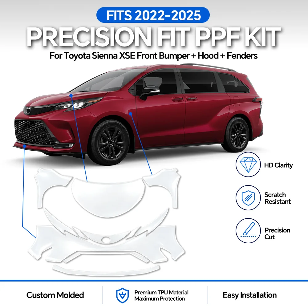 TPU For Toyota Sienna 2022 2023 2024 2025 Bumper Door Pre-cut Sticker Paint Protection Film PPF Scratch-resistant Transparent