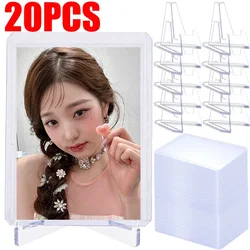 35PT Transparent Card Sleeves Sturdy Acrylic Card Display Stands Set for Idol Photocard Board Gaming Cards Protectors