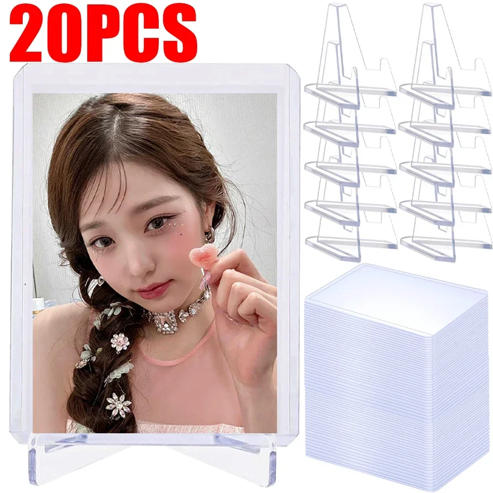 transparente card sleeves sturdy acrilico display stands conjunto para idol photocard board gaming cards protetores 35pt 01