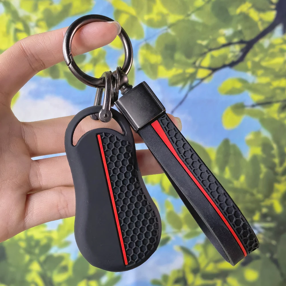 Flexible Silicone Remote Key Fob Sleeve with Keychain for Dodge Jeep Chrysler Concorde 300M 2001‑2004 Car Styling Parts