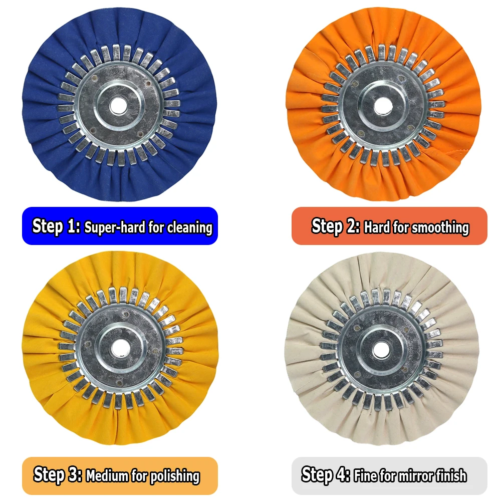 8" Airway Cotton Polishing Wheels 4 in 1 Set Angle Grinder Buffing Wheels for Stainless Steel Aluminum Alloy view 2