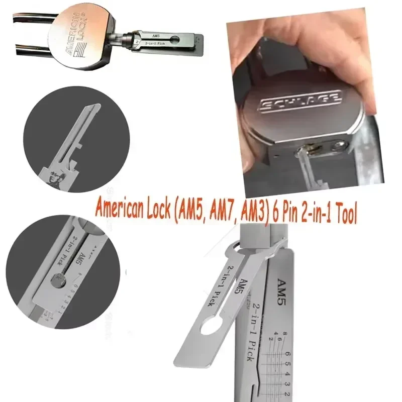 

1P Lishi 2-in-1 Picking Master Key Decoder Lockpick Master M1/MS2 AM5 Lishi Locksmith Tools for Home Door Civil Lock Picks Aster
