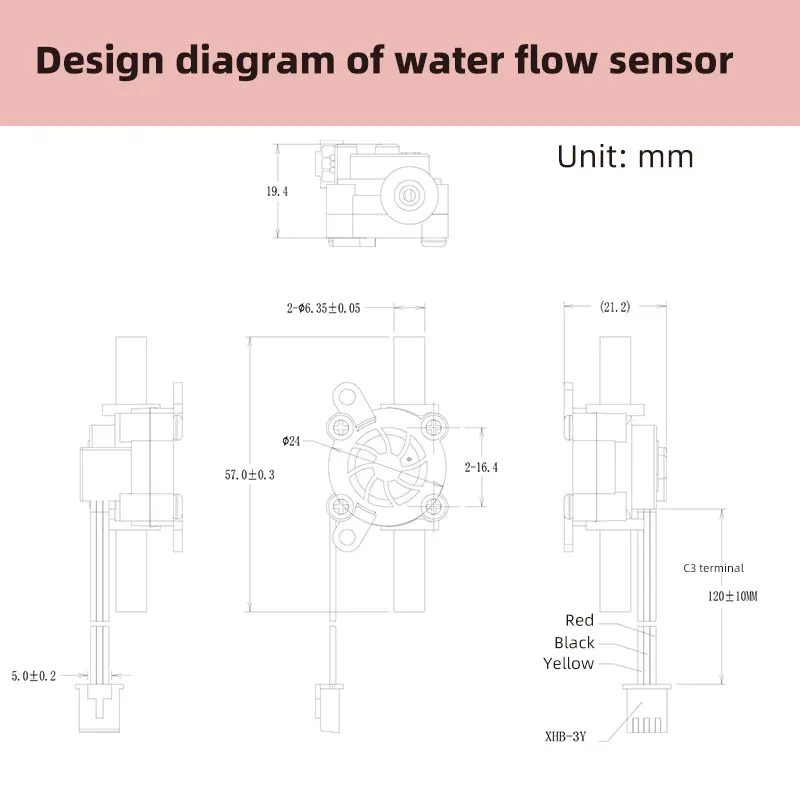 Imagem -06 - Hall Sensor de Fluxo de Água Pequeno Purificador de Água Inteligente para Banheiro Medidor de Fluxo Saída de Pulso Nível Alto e Baixo Ramificações