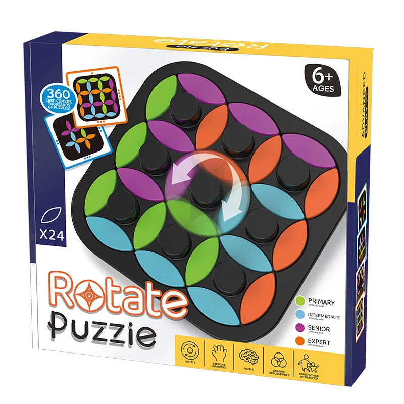 회전 퍼즐 게임, 어린이 논리적 사고 훈련 회전 퍼즐 체스 게임 3D 직소 퍼즐 두뇌 자극 교육용 장난감
