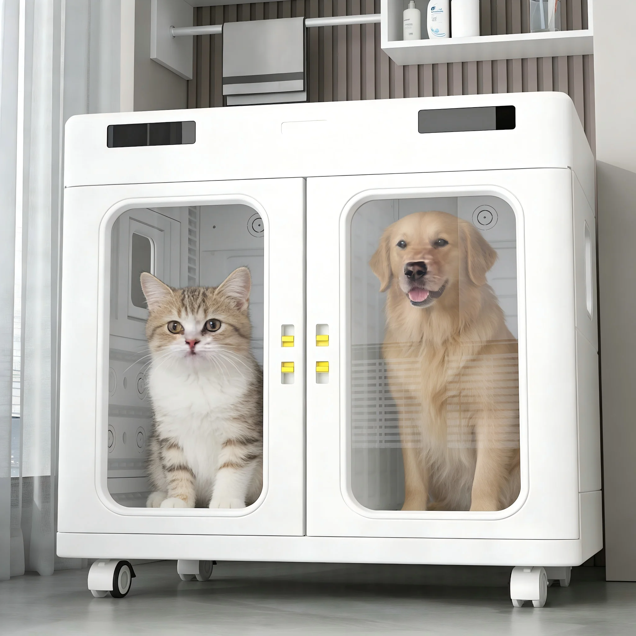 430L Automatic Pet Dryer Box Small Size Foldable Low Noise Smart Control for Home Use Cats and Small Dogs Safe Drying