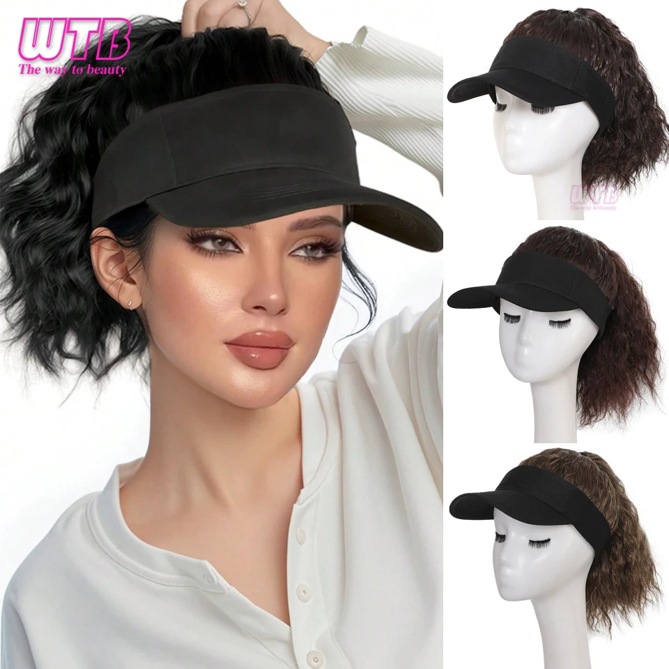 Perruque de cheveux bouclés en queue de cheval pour femmes, casquette de baseball coiffante, chapeau avec rêve de cheveux, chapeau de baseball