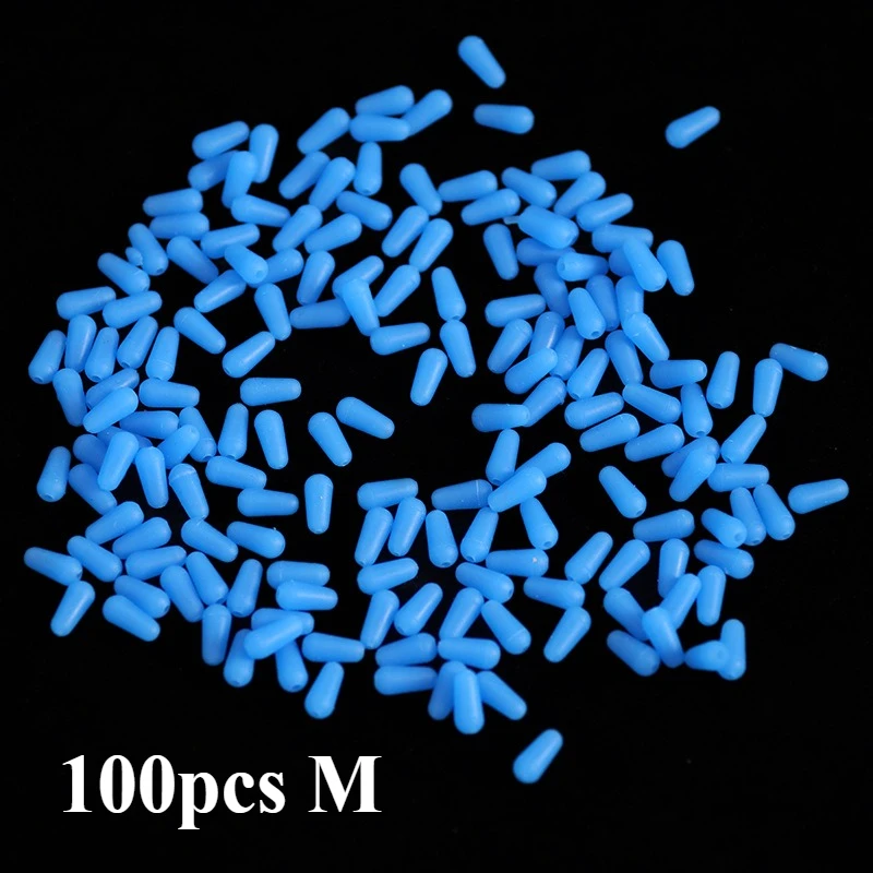 100 teile/los Anti-tangling Gummi Angeln Float Blau Oval Stopper Angeln Float Raum Bohnen SeaTool Angeln Bobber Zubehör
