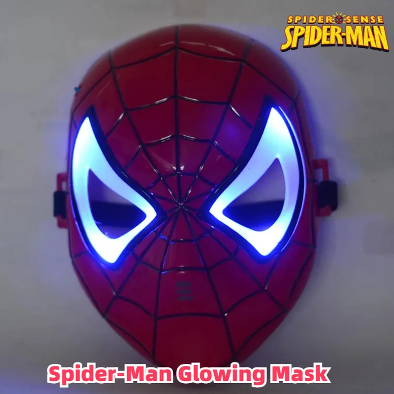 قناع إضاءة LED من Marvel Anime Spider-Man، قناع رجل حديدي كارتوني رائع، زي كابتن أمريكا، دعامة أداء لمرحلة الحفلات، هدية كرتونية