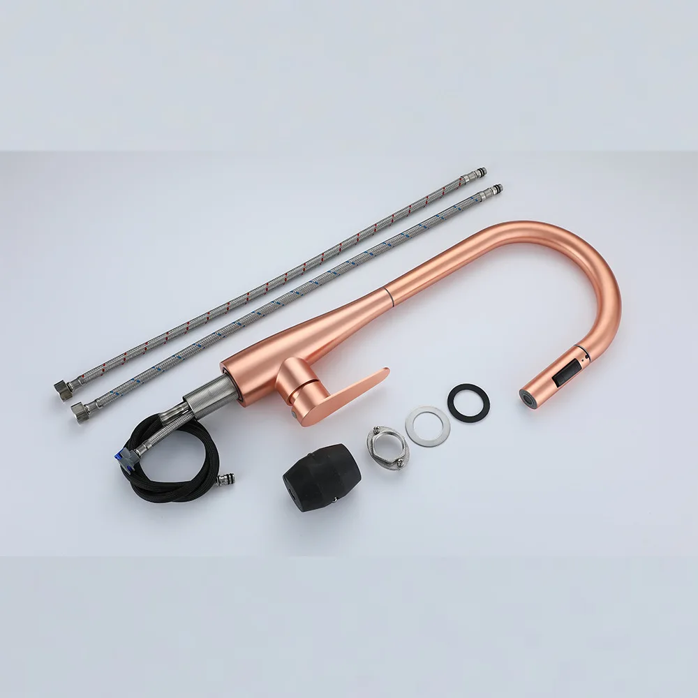 Brass Pull Out Kitchen Faucet Hot Cold Water Sink Tap for Dish Washing Multi Function Home Use