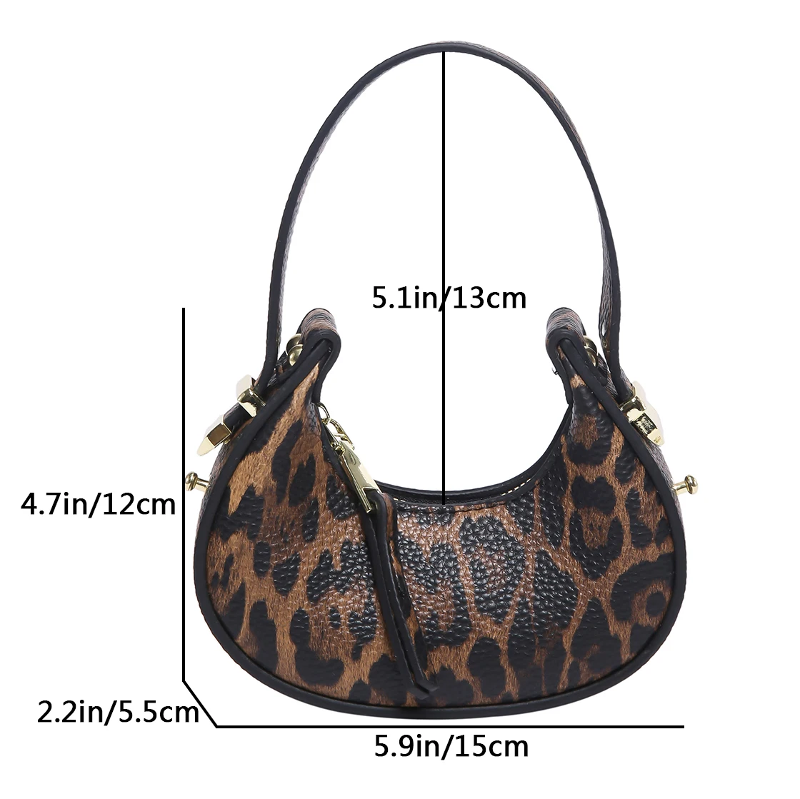 Half Moon Design Women Bag Designer Semicircle Mini Bag Vintage Leopard PU Leather Handbag Famous Brand Bag Chic Lady Wrist Bag