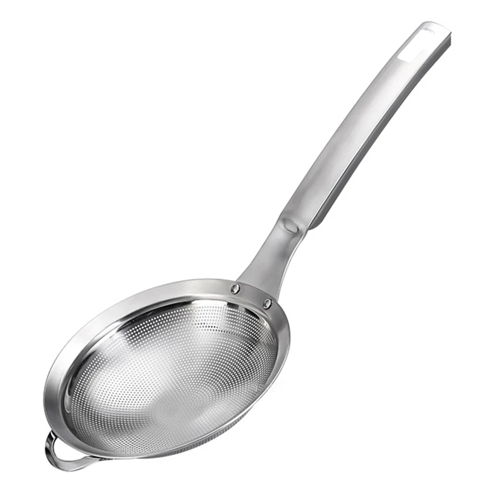 

1pc Stainless Steel Colander Filter Spoon Fine Mesh Strainer Handheld Pasta Spoon Large Size Slow Filtration Kitchen Tool