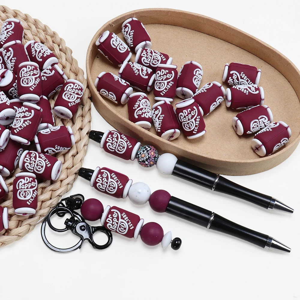 6 قطعة ثلاثية الأبعاد سيليكون الخرز شرب زجاجات شكل سيليكون البؤري الخرز لصنع المجوهرات سوار المفاتيح لوازم الحرفية