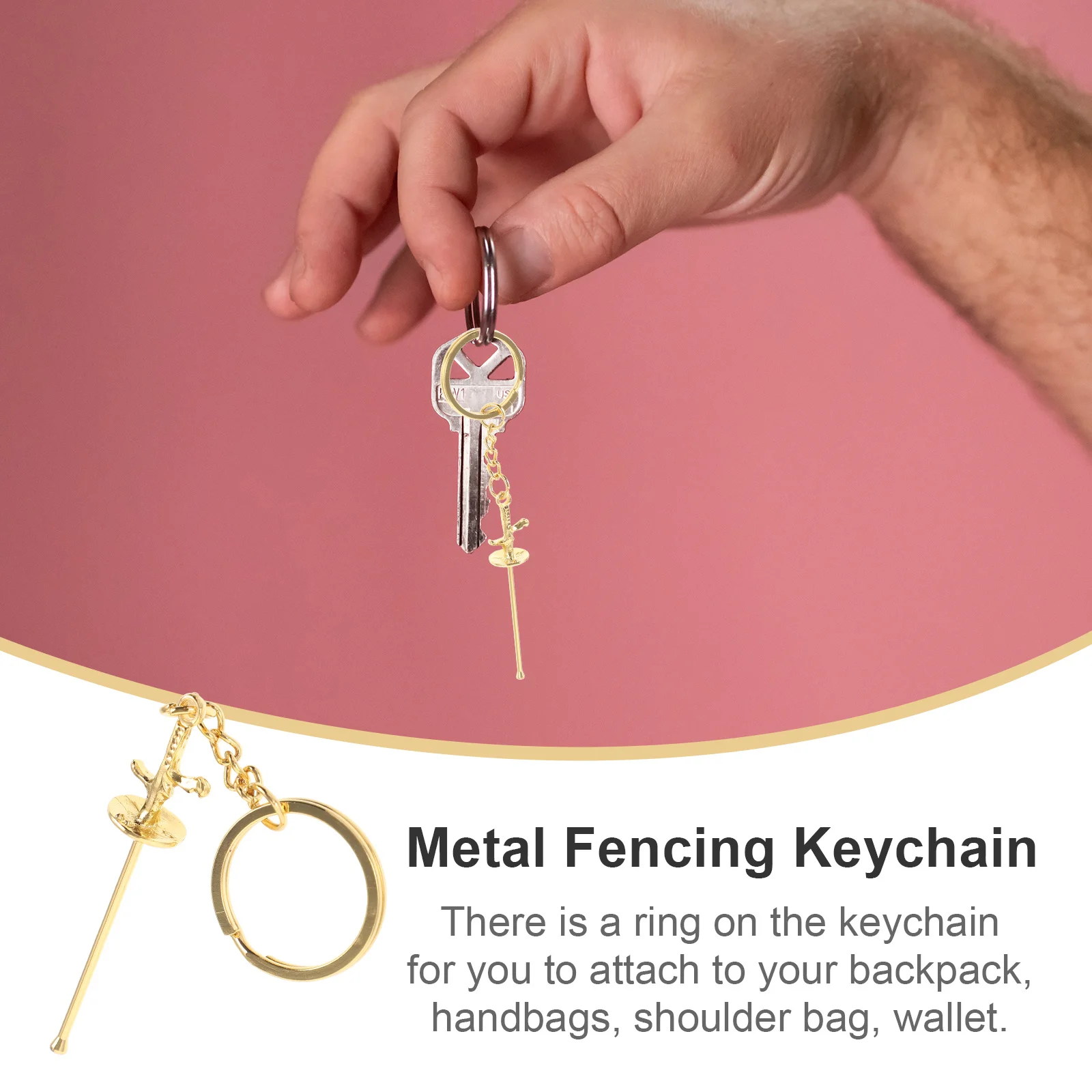 

Metal Fencing Keychain Decorative Pendant Bag Hanging Backpack Decoration Gift For Women Students Birthday Key Ring Ornaments